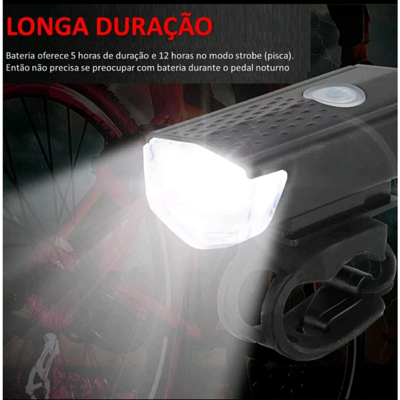 Kit Lanterna e Farol Bicicleta Luz Ultra Led a Prova D'Água - Giga store