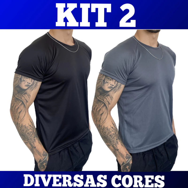 Kit 2 Camisetas Dry Fit Masculina - Casual - Treino - Academia - Esportes - Exercícios - Corrida - Giga store