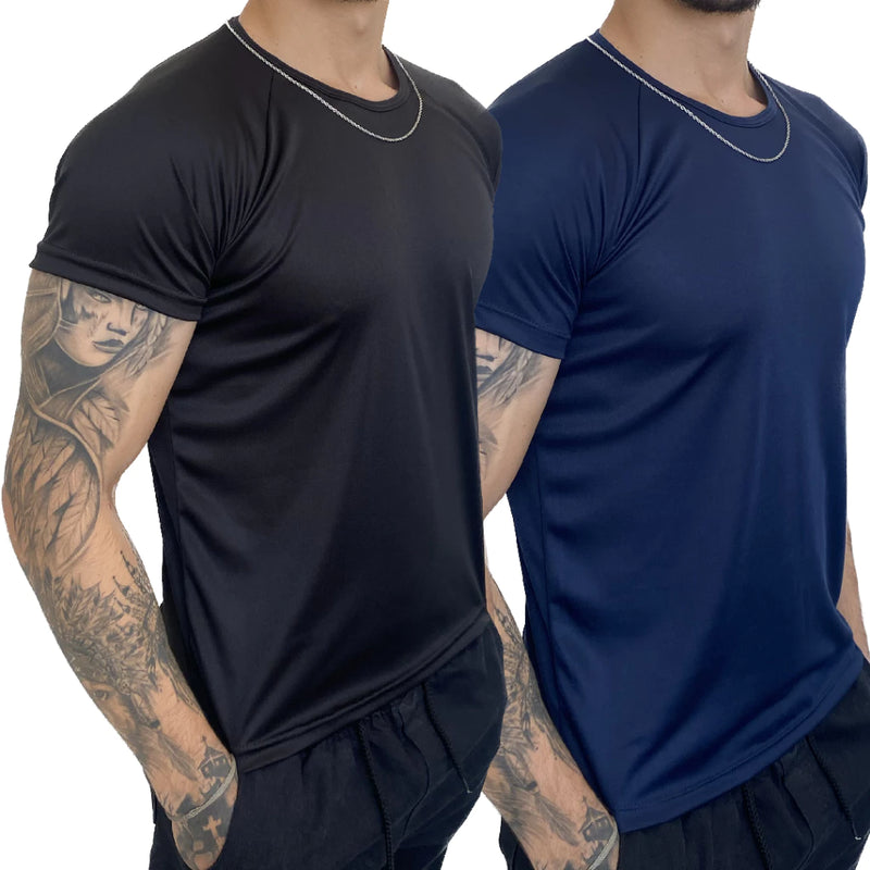 Kit 2 Camisetas Dry Fit Masculina - Casual - Treino - Academia - Esportes - Exercícios - Corrida - Giga store