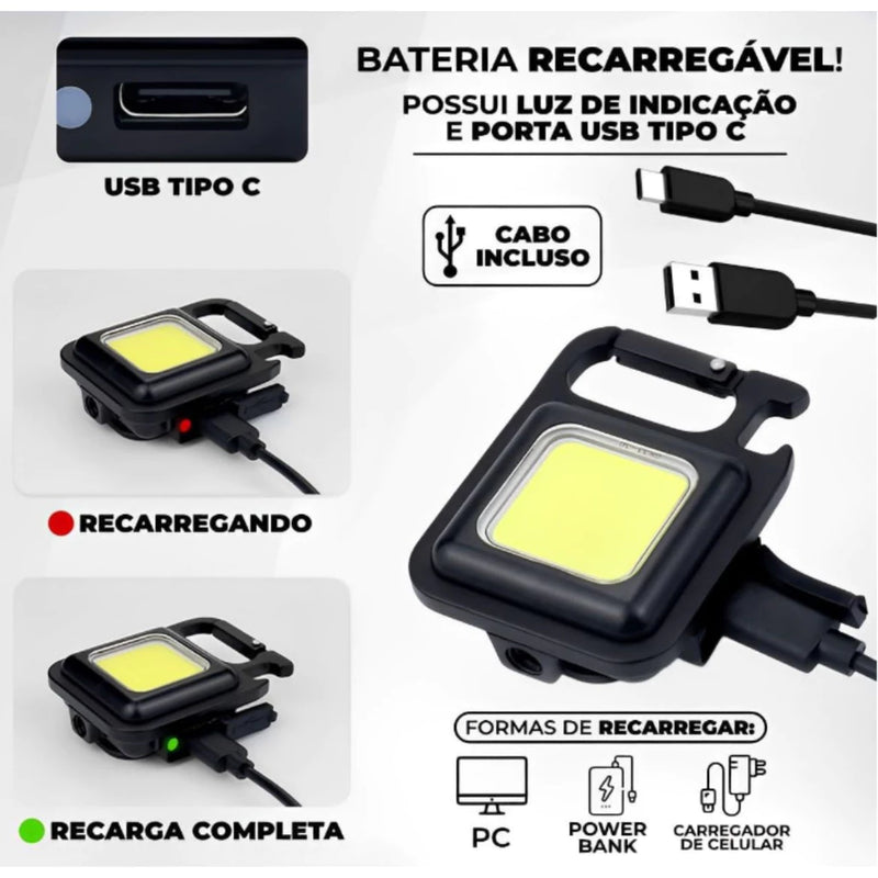 Mini Lanterna Com Led 4 Modos de Luz 4 Funções, Chaveiro portatil e abridor de garrafas - Giga store