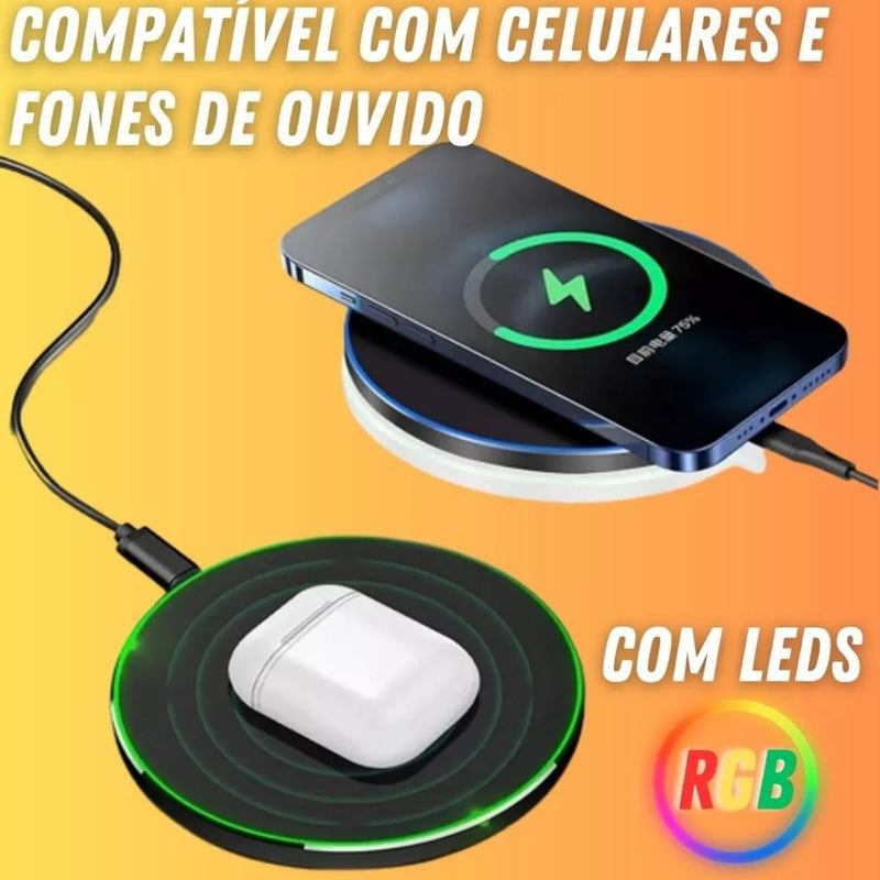 Carregador por Indução Turbo, Carga Rápida, Sem Fio, Wireless, Usb-c,  iPhone 15 14 13 12 11 Pro Max X, Samsung, Xiaomi - Giga store