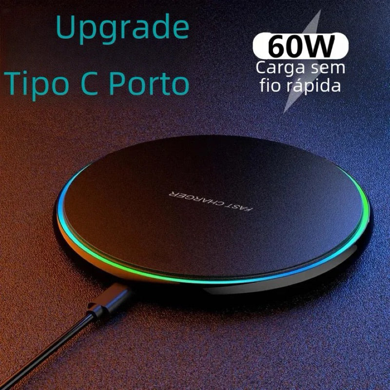 Carregador por Indução Turbo, Carga Rápida, Sem Fio, Wireless, Usb-c,  iPhone 15 14 13 12 11 Pro Max X, Samsung, Xiaomi - Giga store