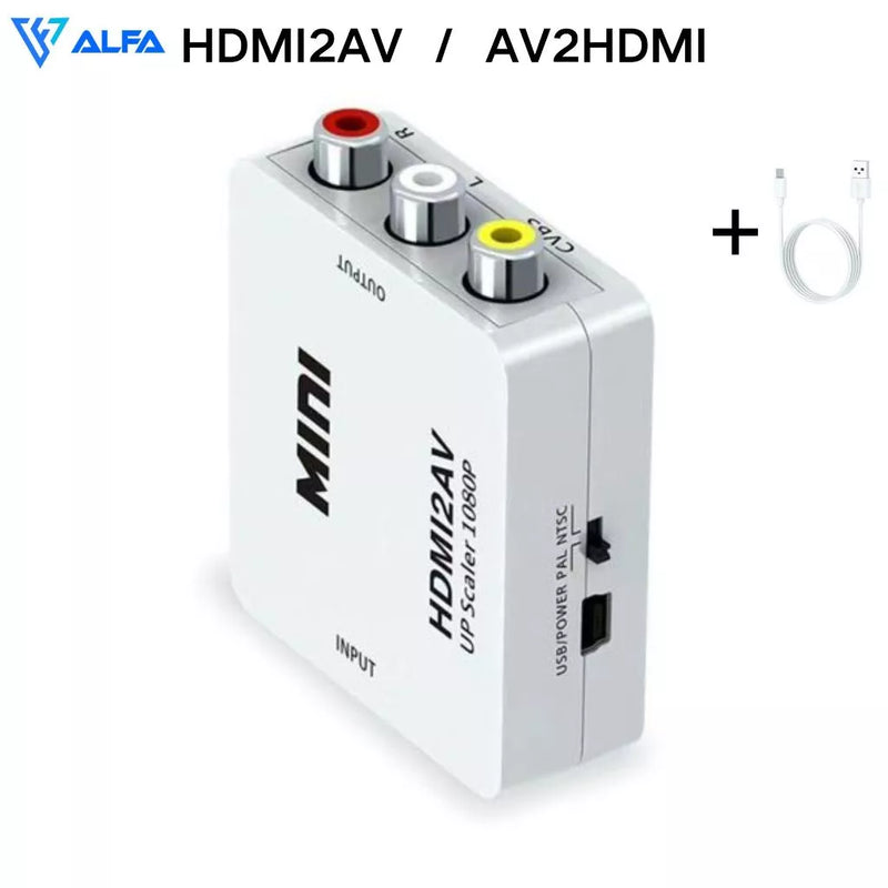 Mini Conversor Hd Vídeo Hdmi X Av Rca Hdmi2av，Av2hdmi - Giga store