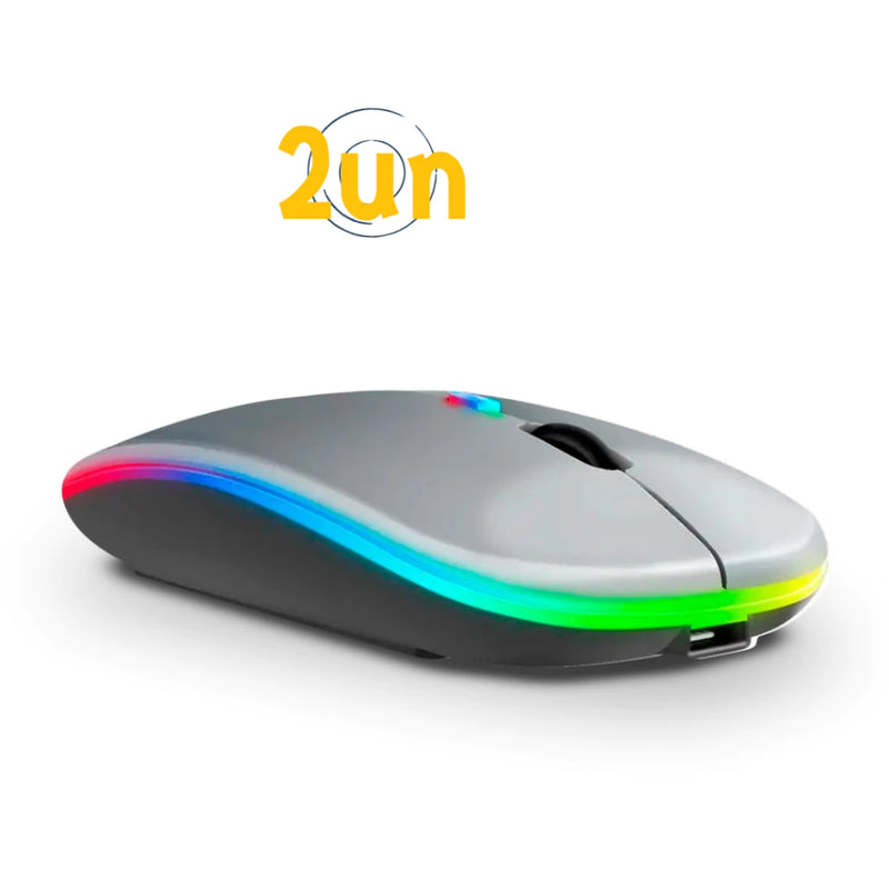 Mouse Sem Fio, Wireless, Recarregável com Led Rgb e Bateria Interna - Giga store