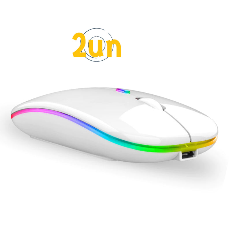 Mouse Sem Fio, Wireless, Recarregável com Led Rgb e Bateria Interna - Giga store