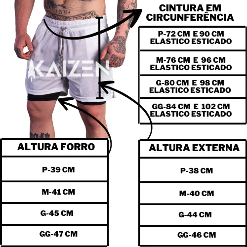 Shorts Masculino, 2 em 1, Com proteção Uv+20 ideal para treinar - Giga store