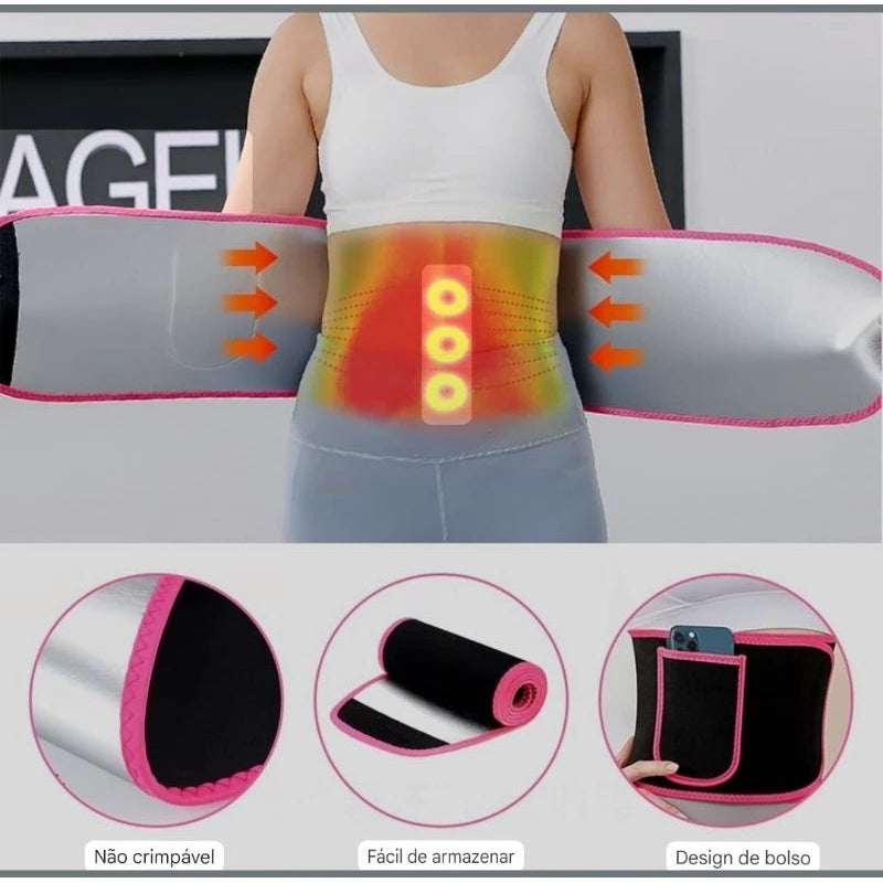 Cinta Térmica Modeladora Efeito Sauna com Bolso – Reduza Medidas com Conforto e Estilo - Giga store