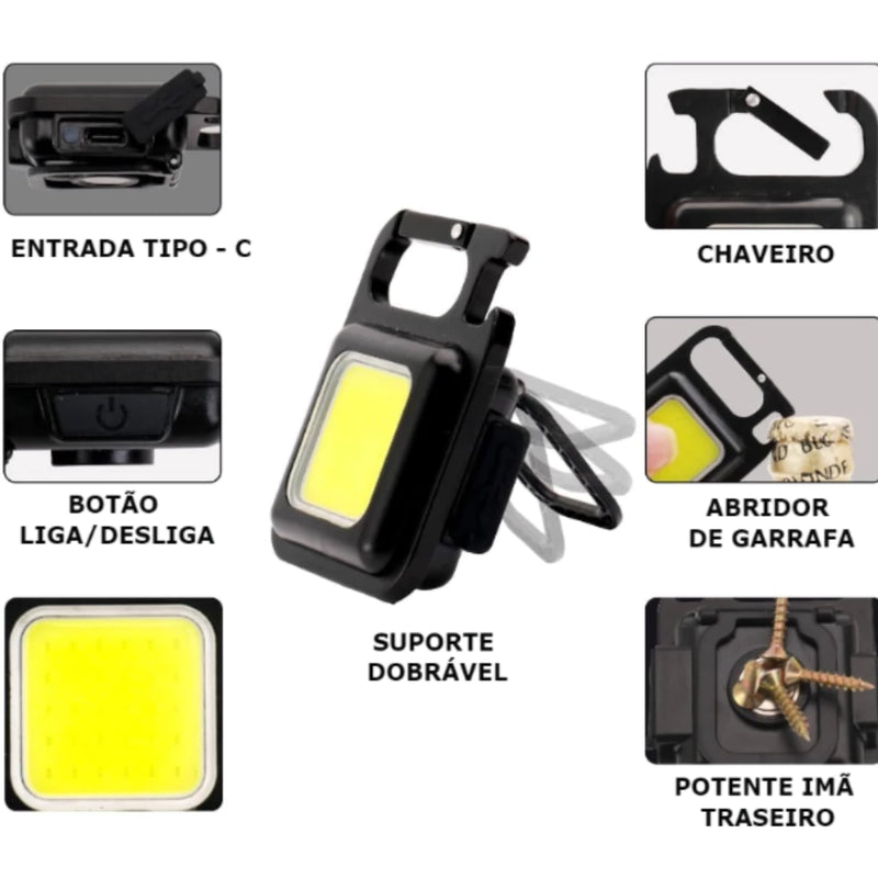 Mini Lanterna Com Led 4 Modos de Luz 4 Funções, Chaveiro portatil e abridor de garrafas - Giga store