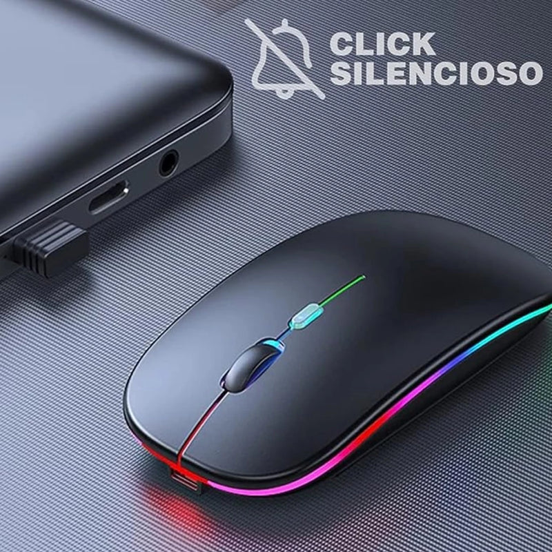 Mouse Sem Fio, Wireless, Recarregável com Led Rgb e Bateria Interna - Giga store