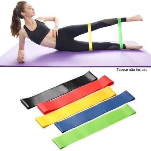 Kit 11 Extensor Elástico, para Treino Em Casa + Kit 5 Mini Band, Para Exercícios Multifuncional, Yoga, Fisioterapia e Treino - Giga store