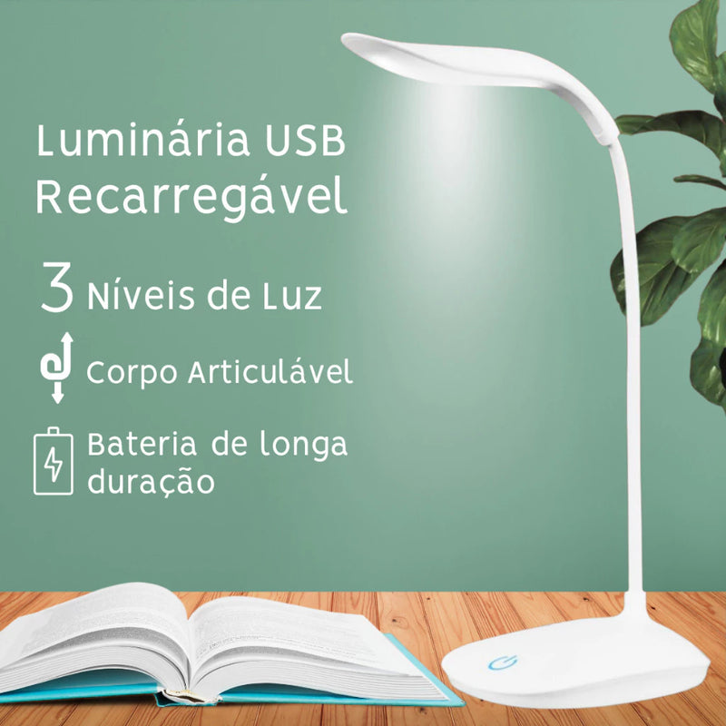 Luminária Articulável de Mesa, Led Recarregável - Giga store