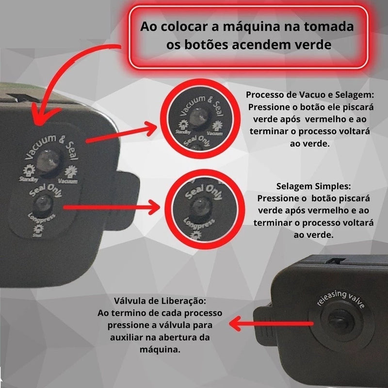 Seladora a vacuo de Alimentos Doméstica Bivolt Hermética - Giga store