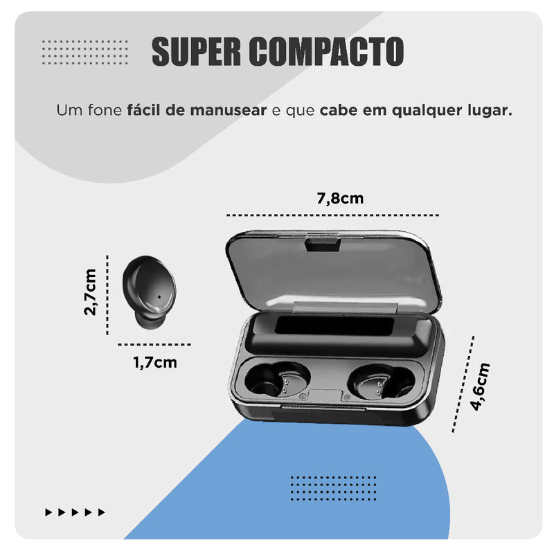 Fone sem fio alto discreto potente powerbank - Giga store