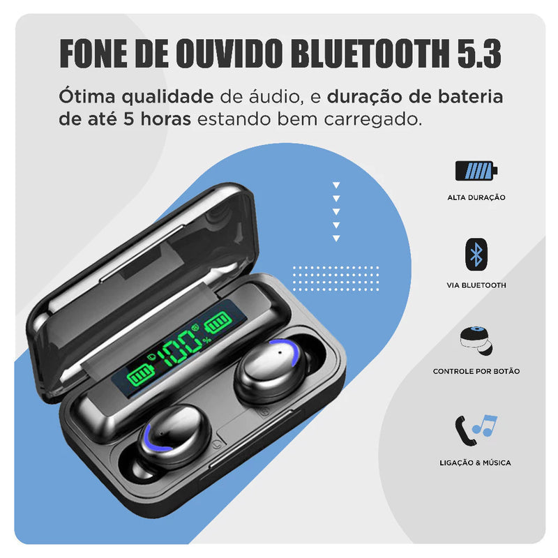 Fone sem fio alto discreto potente powerbank - Giga store