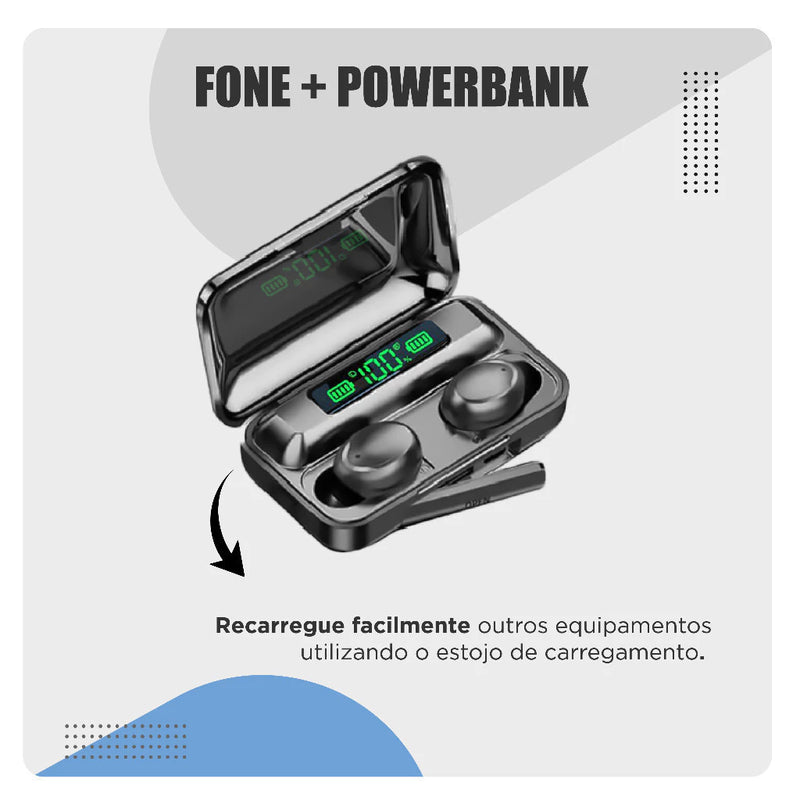 Fone sem fio alto discreto potente powerbank - Giga store