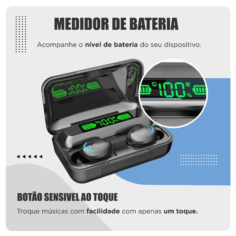 Fone sem fio alto discreto potente powerbank - Giga store